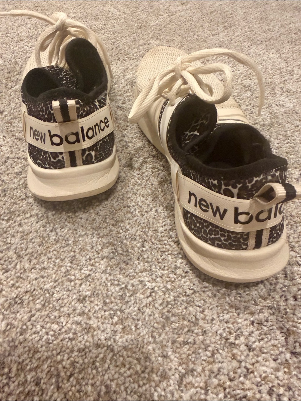 New Balance Cream and Black Patterned Athletic Sneakers
